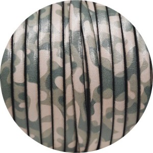 Cuir plat 5mm fantaisie imprimé camouflage pâle en vente au cm