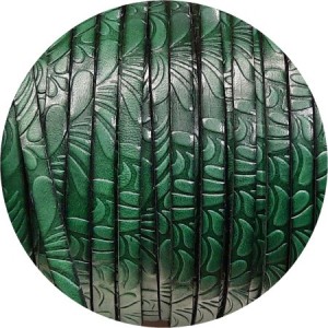 Cuir plat de 5mm fantaisie avec relief floral vert d'eau en vente au cm
