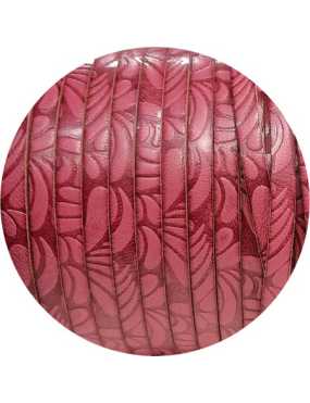Cuir plat de 5mm fantaisie avec relief floral vieux rose en vente au cm