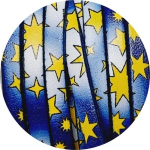 Cuir plat 5mm fantaisie imprimé étoiles fond bleu en vente au cm