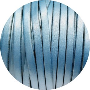 Nouveau cuir plat lisse de 5mm bleu nacré en vente au cm