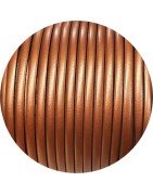 Cordon de cuir plat 5mm cuivre métallisé vendu à la coupe au cm