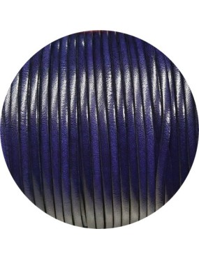 Cordon de cuir plat 3mm violet foncé-vente au cm