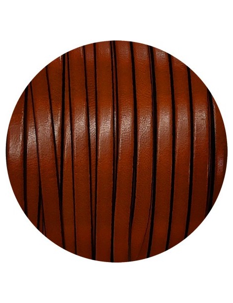 Cordon de cuir plat 5mm marron vendu à la coupe au cm