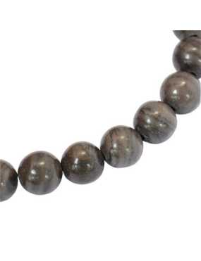 Fil de 60 perles ronde jaspe de 8mm grises veinées de noir