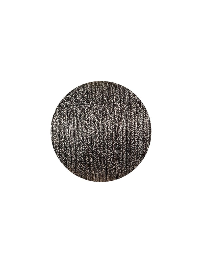Cordon de coton cire rond de 1.8mm chiné noir et blanc-Italie