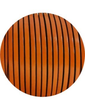 Cordon de cuir plat lisse de 5mm de couleur orange en vente au cm