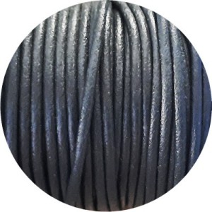 Cordon de cuir rond bleu pétrole-2mm-Europe