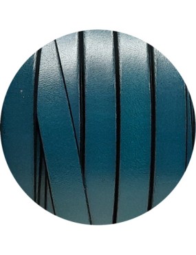 Cuir plat turquoise foncé de 10mm avec bords noirs en vente au cm