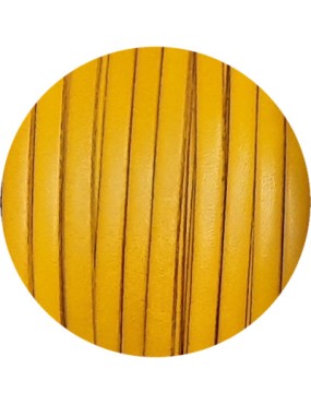 Cordon de cuir plat 5mm jaune classique vendu au mètre