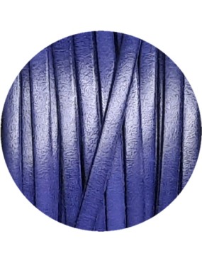 Cordon de cuir plat 5x2mm bleu cobalt-vente au cm