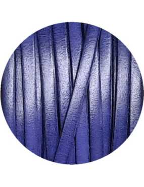Cordon de cuir plat 5mm bleu cobalt vendu au mètre