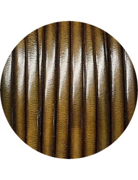 Cordon de cuir plat 5mm x 2mm marron kaki-vente au cm