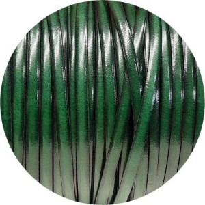 Cordon de cuir plat 5mm couleur vert bouteille en vente au cm