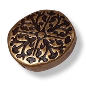 Fermoir magnétique bronze ovale  gravé mandala pour cuir plat de 10mm