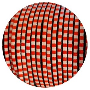 Cuir plat 3mm rayé rouge et blanc en vente au cm