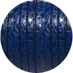 Cuir plat de 5mm fantaisie avec relief bleu et bleu métal en vente au cm