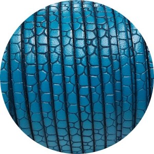 Cuir plat de 5mm fantaisie avec relief croco bleu turquoise en vente au cm