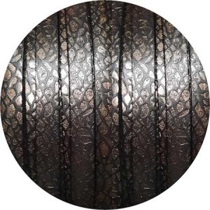 Cuir plat de 10mm avec relief bronze métal et noir en vente au cm