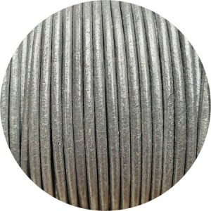 Cordon de cuir rond couleur argent-2.5mm-Espagne-Premium