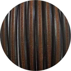 Cordon de gros cuir 9mm x 6mm de couleur marron foncé rainuré-vente au cm