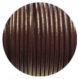 Cordon rond de cuir marron foncé de 2mm-Espagne-Premium