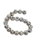 Fil de 19 perles ronde jaspe dalmatien 10mm beiges et noires