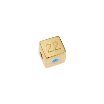 Perle cube avec œil en émail en métal couleur or